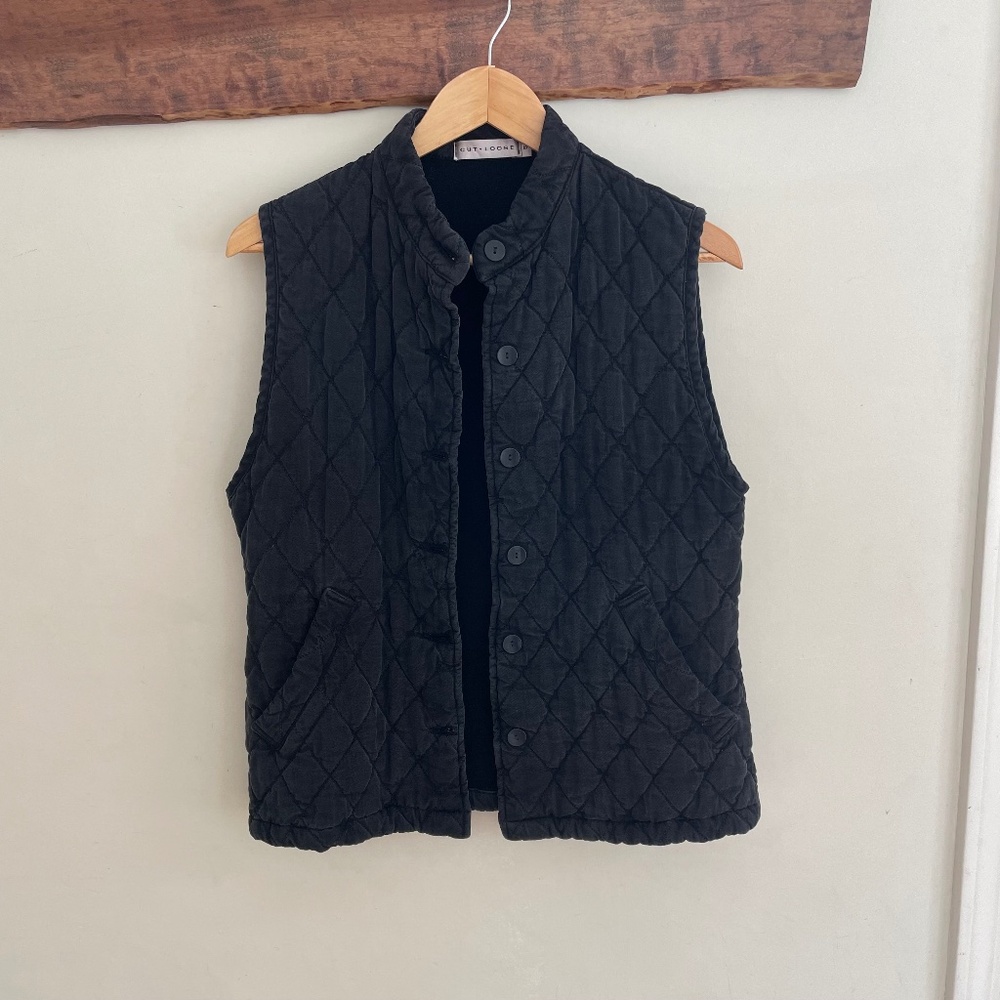 Cut Loose | Quilted Lightweight Puffer Vest Charcoal Gray Black USA Made S - Picture 3 of 12